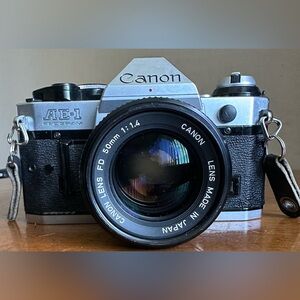 Vintage Canon AE-1 Program 35mm SLR Film Camera w/ 50mm Lens Kit